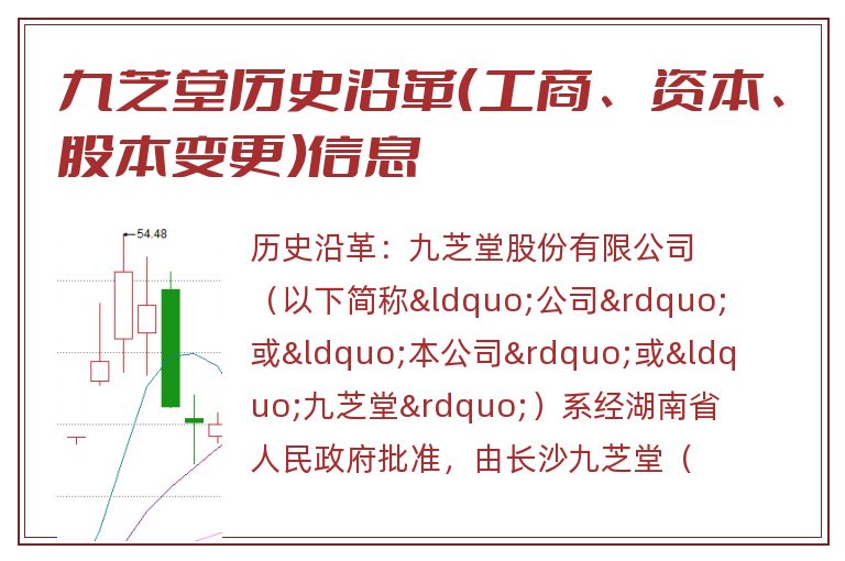 九芝堂历史沿革（工商、资本、股本变更）信息