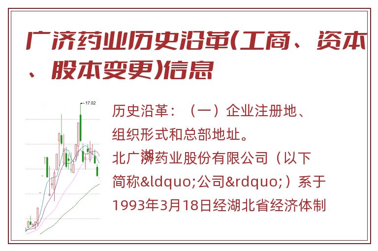 广济药业历史沿革（工商、资本、股本变更）信息